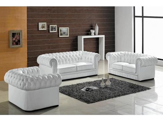 Divani Casa Paris - Transitional Tufted Leather Sofa Set