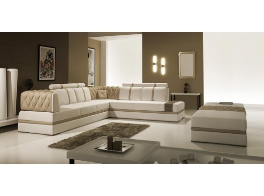 Urban Chic Modern Style Bonded Leather Sectional Sofa  5013 Modern Taupe Leather Sectional Sofa