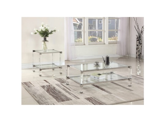 GW122  Monroe Clear Glass with Acrylic Legs Living Room Coffee Table 