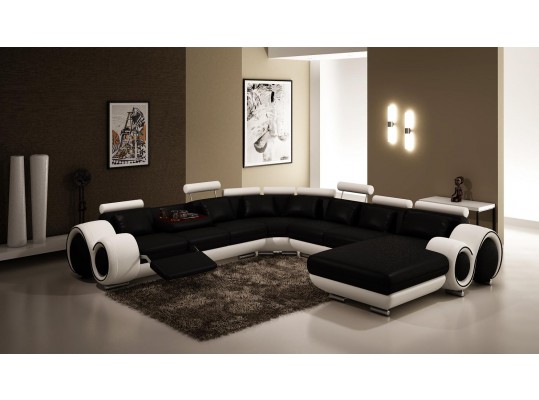 Modern Black and White Frame Sectional Sofa