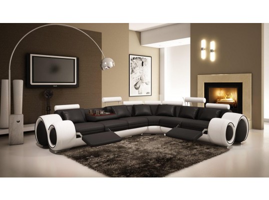 4087 Modern Bonded Leather Sectional Sofa with Recliners