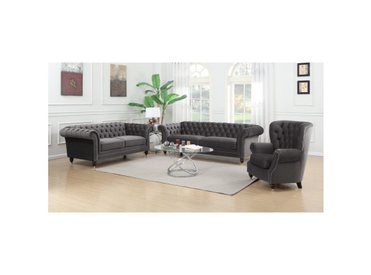 Emerald Home Capone Tufted Fabric Sofa Chesterfield Style by Emerald Home