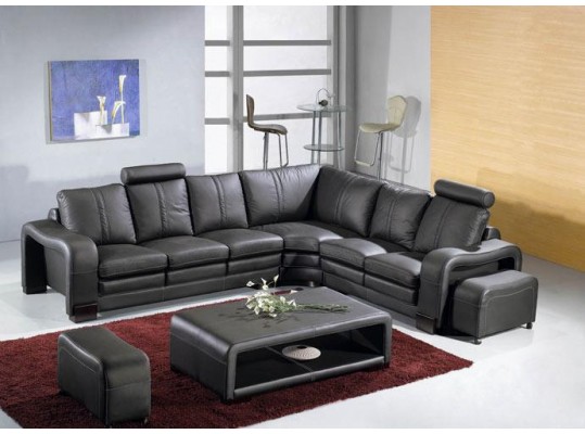 Italian Leather Sectional Sofa Set Modern Living Room