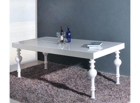 Nayri - Transitional White Rectangular High Gloss Dining Table