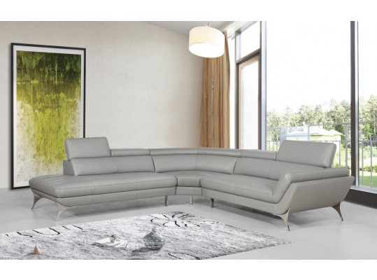 Luxury Comfortable Italian  Modern Sofa Sectional  Grey Leather 