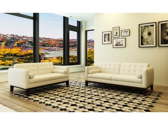 Transitional Classic Style 3 Piece Living Room Set Full Italian Genuine Leather