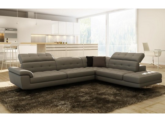 Divani Casa 992 Modern Grey Italian Leather Sectional Sofa