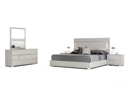 Modern Style Eva Italian Modern Grey Bed W / LED LIGHT 