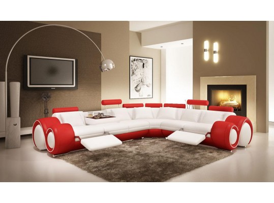 4087 Modern Leather Sectional Sofa with Recliners
