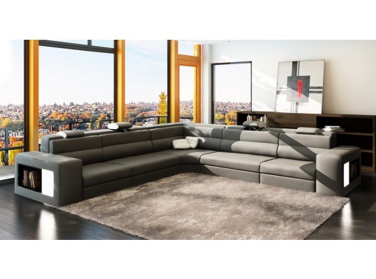 Luxury Modern  Italian Leather Sofa  Sectional  in Grey