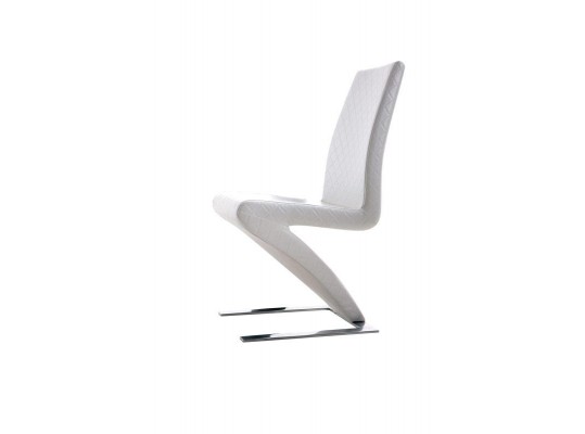 Y034 - Modern Pattern-Stitched White Leatherette Dining Chair