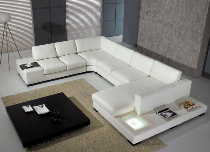 T35 White Leather Sectional, Living Room White Leather Sectional